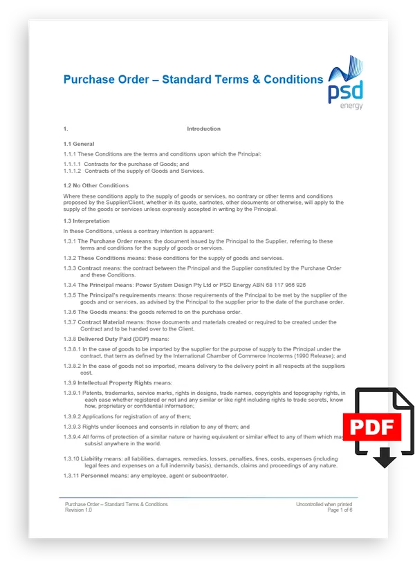 Purchase Order – Standard Terms & Conditions